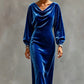 📢📢50%Rabatt!!!🎉✨Elegantes Samtkleid mit Wasserfallkragen für Damen