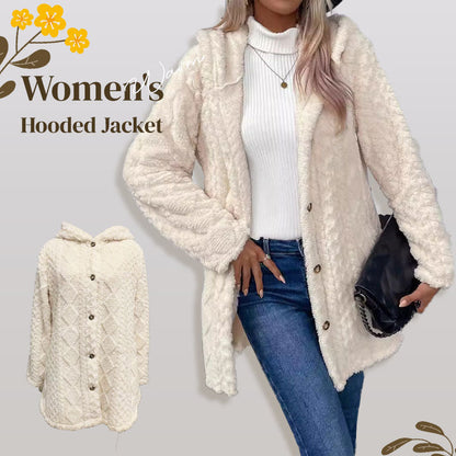 📢📢50%Rabatt!!!🎉✨Damen warme Jacke mit Kapuze und Rautenmuster