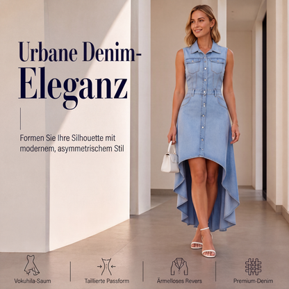 📢📢50%Rabatt!!!🎉✨Ärmelloses Jeanskleid für Damen mit asymmetrischem Saum