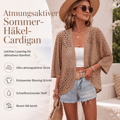 Leichtes Lochstrick-Cardigan für Damen, lässiger Stil