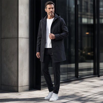 Mittellange Windjacke mit Kapuze für Herren