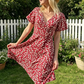 📢📢50%Rabatt!!!🎉✨Sommerliches Blumenkleid mit V-Ausschnitt für Damen