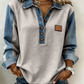 📢📢50%Rabatt!!!🎉✨Damen Jeans-Patchwork-Langarmhemd mit Kragen