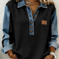📢📢50%Rabatt!!!🎉✨Damen Jeans-Patchwork-Langarmhemd mit Kragen