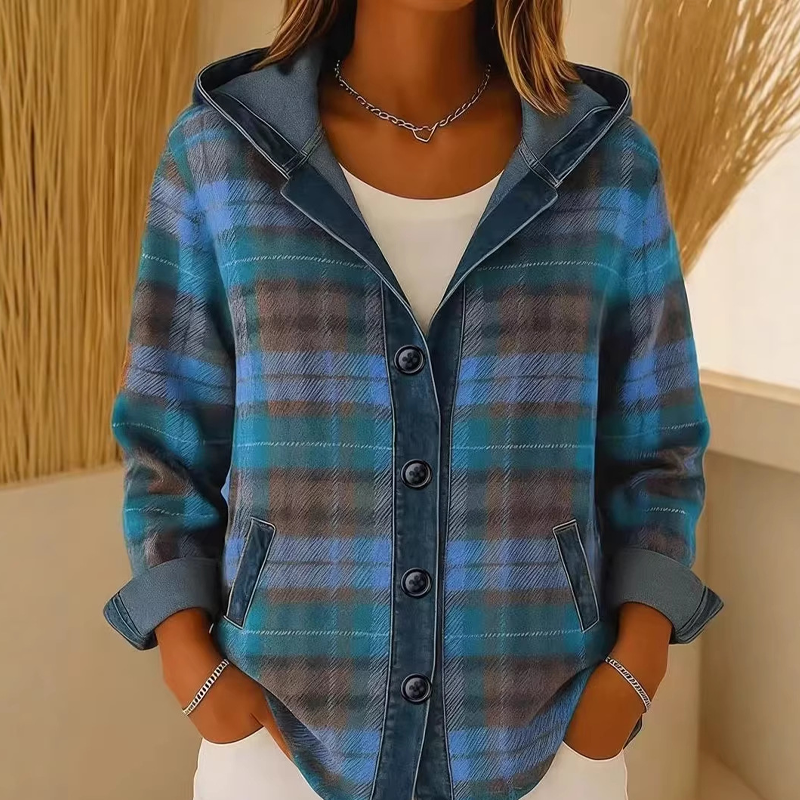 📢📢50%Rabatt!!!🎉✨Damen Denim Patchwork Kapuzenjacke