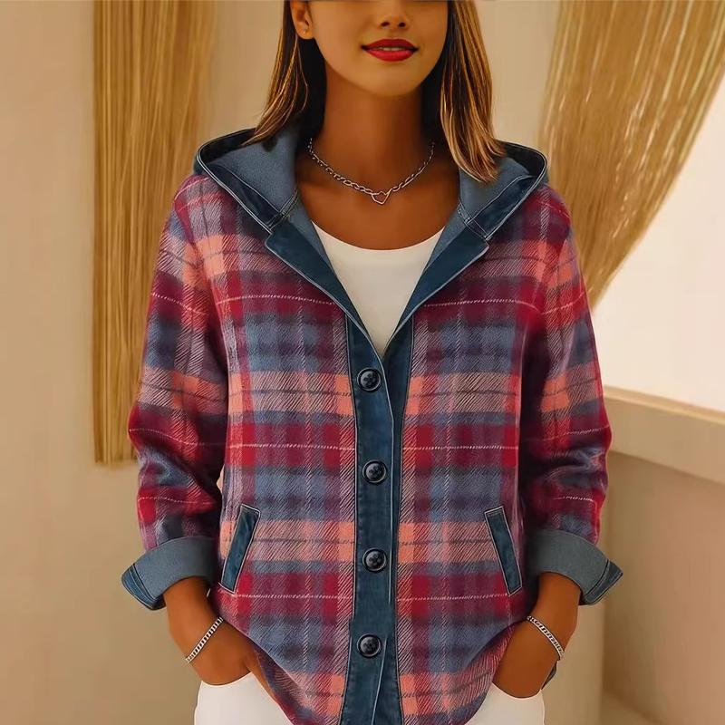 📢📢50%Rabatt!!!🎉✨Damen Denim Patchwork Kapuzenjacke