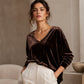 📢📢50%Rabatt!!!🎉✨Samt-Oberteil für Damen mit V-Ausschnitt und langen Ärmeln
