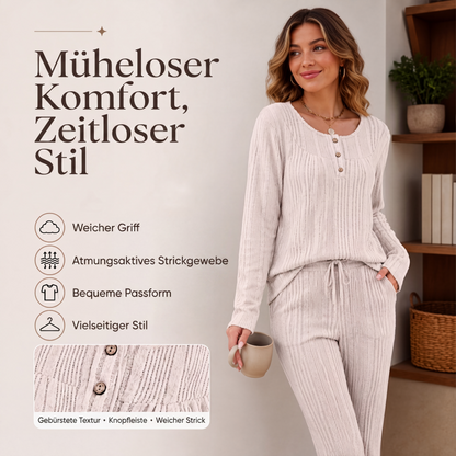 📢📢50%Rabatt!!!🎉✨Geripptes Langarm-Henley-Oberteil für Damen