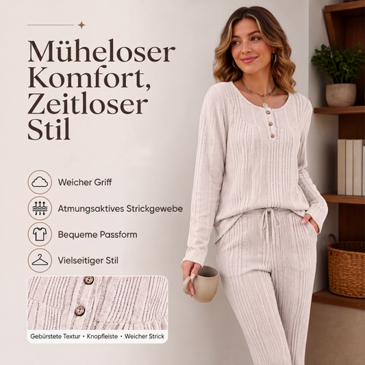 📢📢50%Rabatt!!!🎉✨Geripptes Langarm-Henley-Oberteil für Damen