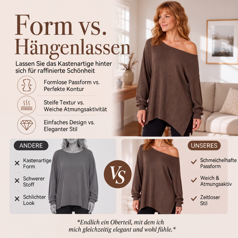 📢📢50%Rabatt!!!🎉✨Damen-Carmen-Oberteil mit geteiltem Saum