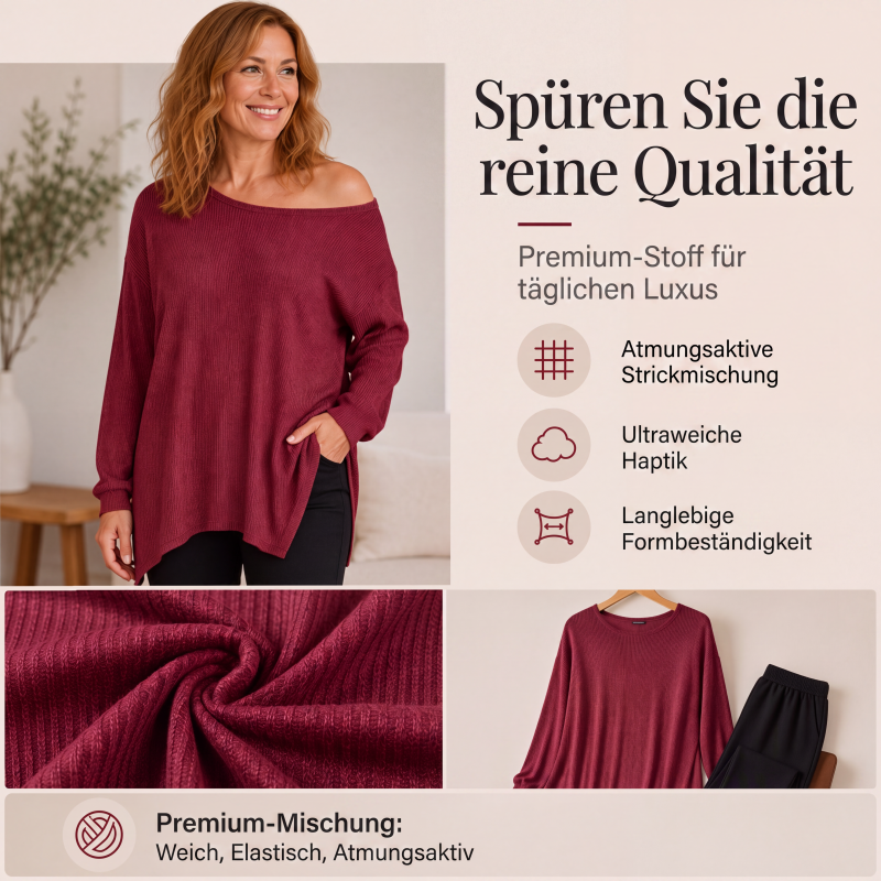 📢📢50%Rabatt!!!🎉✨Damen-Carmen-Oberteil mit geteiltem Saum