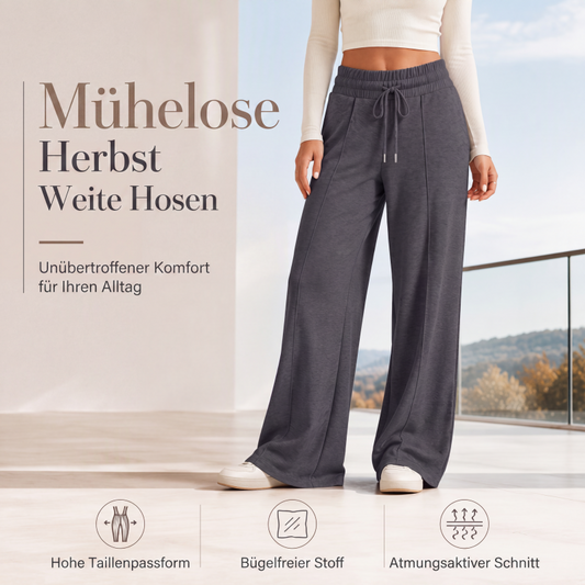 📢📢50%Rabatt!!!🎉🚀 Neu zum halben Preis ！Damen-Freizeit-Hosen mit weitem Bein und elastischem Kordelzugbund