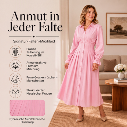 📢📢50%Rabatt!!!🎉✨Langarm-Hemdkleid für Damen mit Faltenbund