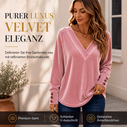 👚 Damen Samtoberteil mit V-Ausschnitt & langen Ärmeln – Edler Glanz, weicher Samt & feminine Silhouette | Perfekt für Alltag, Büro & besondere Anlässe – Jetzt -50%!