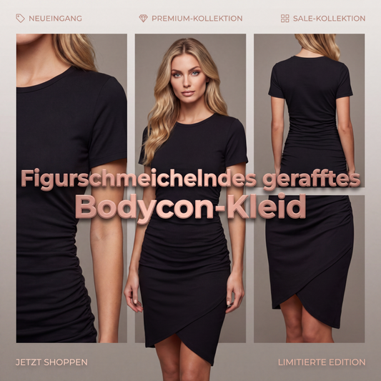 📢📢50%Rabatt!!!🎉✨Damen Kurzarm-Raffungen Bodycon-T-Shirt-Kleid
