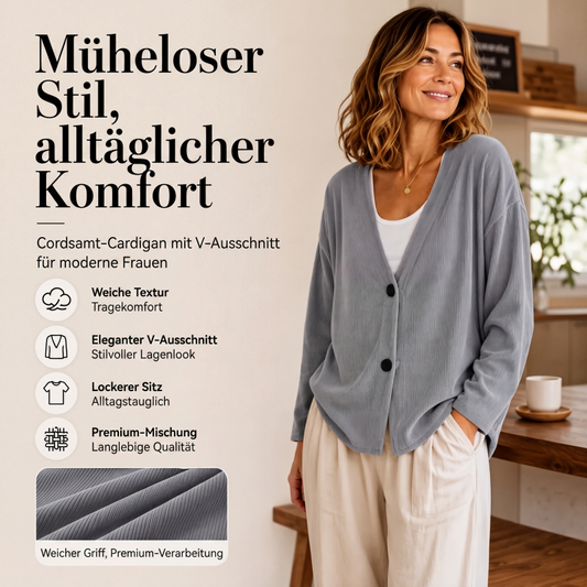 📢📢50%Rabatt!!!🎉✨Damen-Cordstrickjacke mit V-Ausschnitt