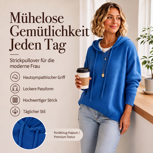 💎Räumungsverkauf🌿 Bestseller – Weicher Strickpullover mit Kapuze – perfekt für Alltag