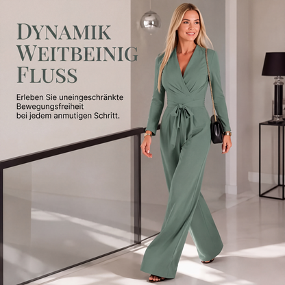 📢📢50%Rabatt!!!🎉✨Langärmeliger V-Ausschnitt-Overall mit Gürtel für Damen