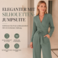 📢📢50%Rabatt!!!🎉✨Langärmeliger V-Ausschnitt-Overall mit Gürtel für Damen