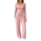 📢📢50%Rabatt!!!🎉✨Damen-Set aus V-Ausschnitt-Langarmshirt und Weithosen