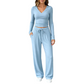 📢📢50%Rabatt!!!🎉✨Damen-Set aus V-Ausschnitt-Langarmshirt und Weithosen