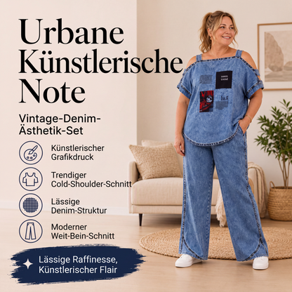 📢📢50%Rabatt!!!🎉✨Schulterfreies Oberteil für Damen mit weit geschnittenen Hosen