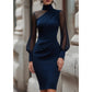 📢📢50%Rabatt!!!🎉✨Damen Bodycon-Kleid aus Netzstoff mit Stehkragen