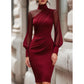 📢📢50%Rabatt!!!🎉✨Damen Bodycon-Kleid aus Netzstoff mit Stehkragen