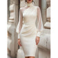 📢📢50%Rabatt!!!🎉✨Damen Bodycon-Kleid aus Netzstoff mit Stehkragen