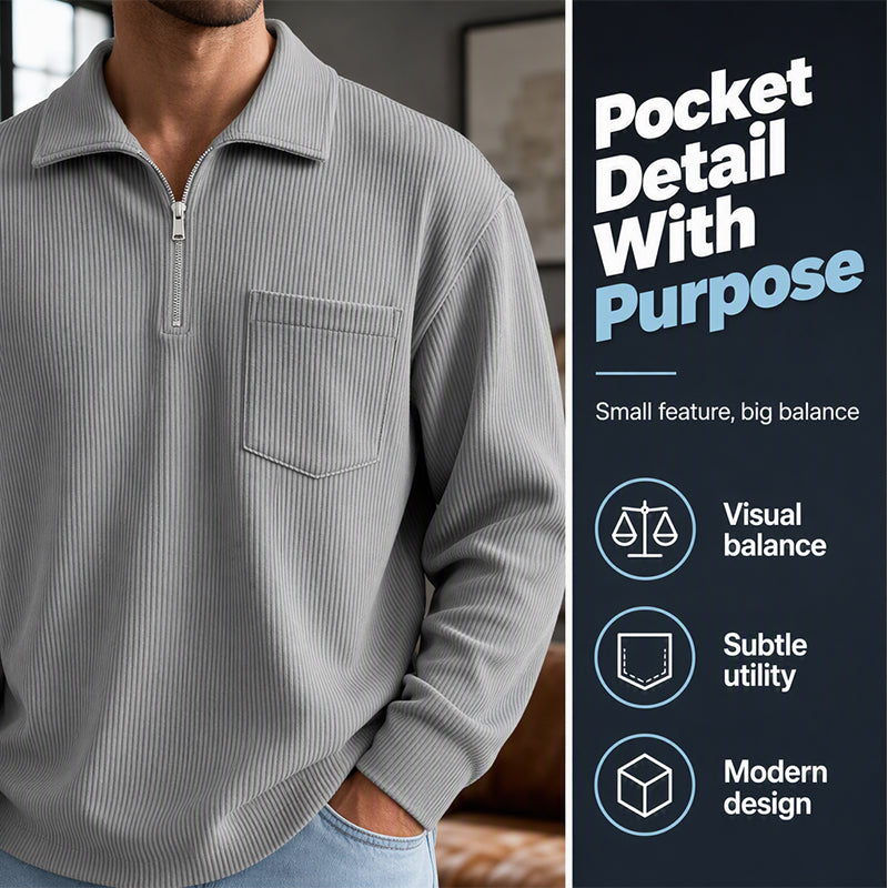 📢📢50%Rabatt!!!🎉✨Herren Freizeit Rippstrick Halbzip Pullover