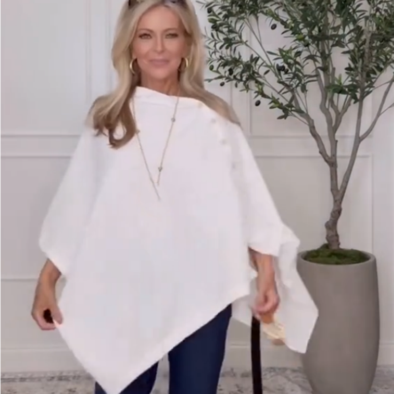 📢📢50%Rabatt!!!🎉✨Stilvoller Damen-Poncho mit seitlichen Knöpfen