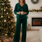 📢📢50%Rabatt!!!🎉✨Damen Set aus Langarm-Oberteil mit Schalkragen und Hose, 2-teilig