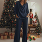 📢📢50%Rabatt!!!🎉✨Damen Set aus Langarm-Oberteil mit Schalkragen und Hose, 2-teilig