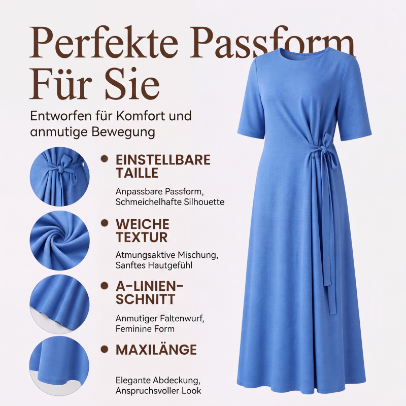 📢📢50%Rabatt!!!🎉✨Elegantes Damen-Midikleid mit verstellbarem Taillenbindegürtel