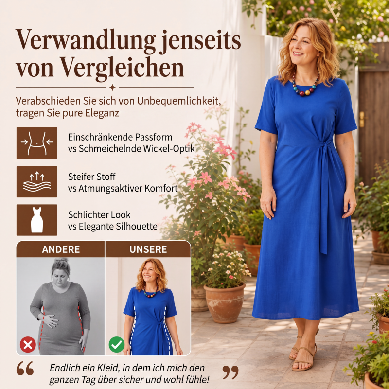 📢📢50%Rabatt!!!🎉✨Elegantes Damen-Midikleid mit verstellbarem Taillenbindegürtel