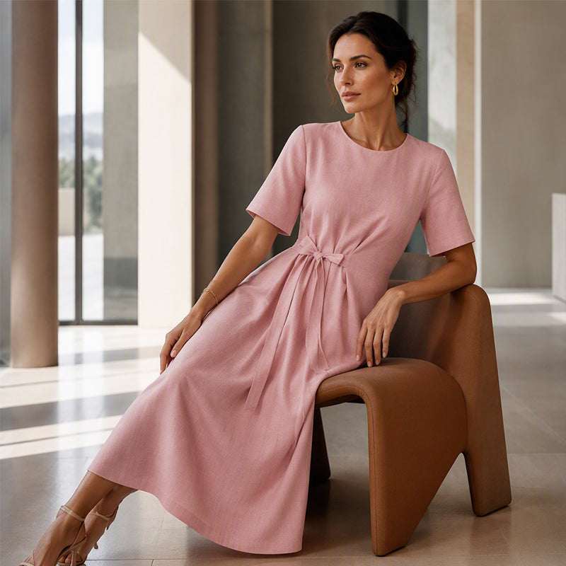 📢📢50%Rabatt!!!🎉✨Elegantes Damen-Midikleid mit verstellbarem Taillenbindegürtel
