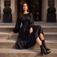 Gestreiftes Maxikleid für Damen mit elastischer Taille