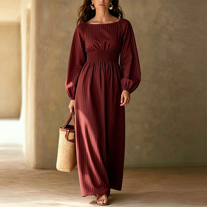📢📢50%Rabatt!!!🎉✨Gestreiftes Maxikleid für Damen mit elastischer Taille