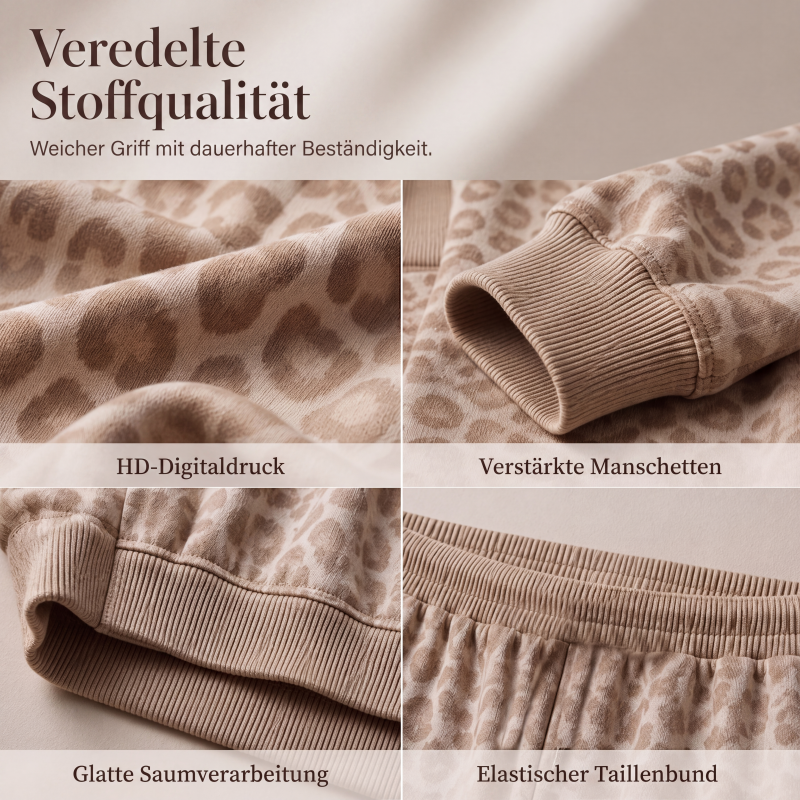 📢 Nur kurz: 50% Rabatt sichern! ⏰ Damen-Set mit Sweatshirt mit Leopardenmuster und weiten Hosen