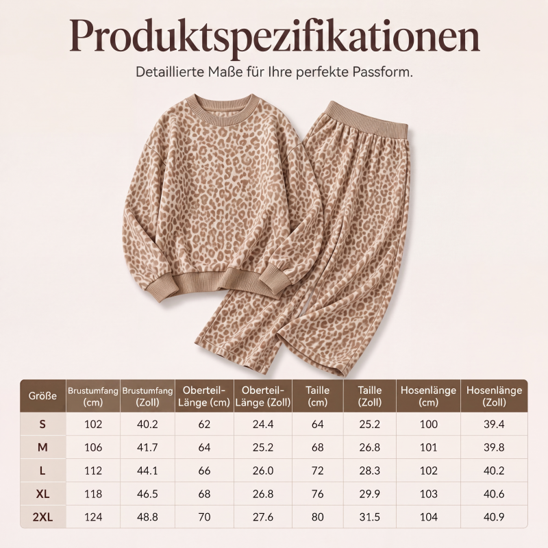📢 Nur kurz: 50% Rabatt sichern! ⏰ Damen-Set mit Sweatshirt mit Leopardenmuster und weiten Hosen