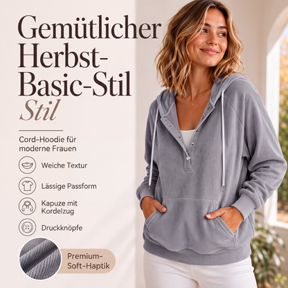 📢📢50%Rabatt!!!🎉✨Damen-Cord-Hoodie mit halber Knopfleiste