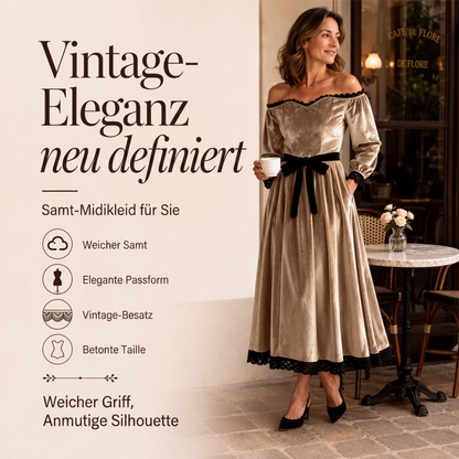 📢📢50%Rabatt!!!🎉✨Damen Samt-Midikleid mit Carmen-Ausschnitt