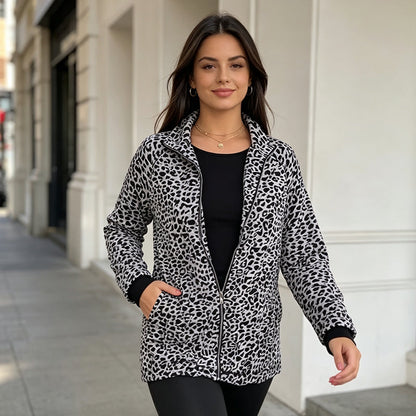 🛒 Wagen halbvoll, Preis halbiert! Damen-Leopardenjacke mit Reißverschluss