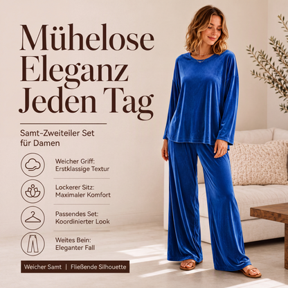 📢📢50%Rabatt!!!🎉✨Samt-Set für Damen: Langarm-Oberteil und weit geschnittene Hose