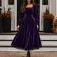 📢📢50%Rabatt!!!🎉✨Damen Vintage Samtkleid mit quadratischem Ausschnitt