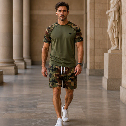 📢📢50%Rabatt!!!🎉✨Herren-Casual-Set: Camouflage-Kurzarmhemd und Shorts