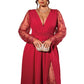 📢📢50%Rabatt!!!🎉✨Elegantes Damen-Maxikleid mit V-Ausschnitt und Spitzenapplikationen