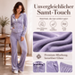 📢📢50%Rabatt!!!🎉✨Damen-Samt-Set mit Reißverschluss-Kapuzenpullover und Schlaghose