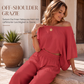 📢📢50%Rabatt!!!🎉✨Damen-Off-Shoulder-Oberteil & Weite-Hosen-Set