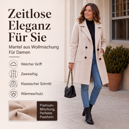 Damen Wollmantel mit Zweireiherknopfleiste